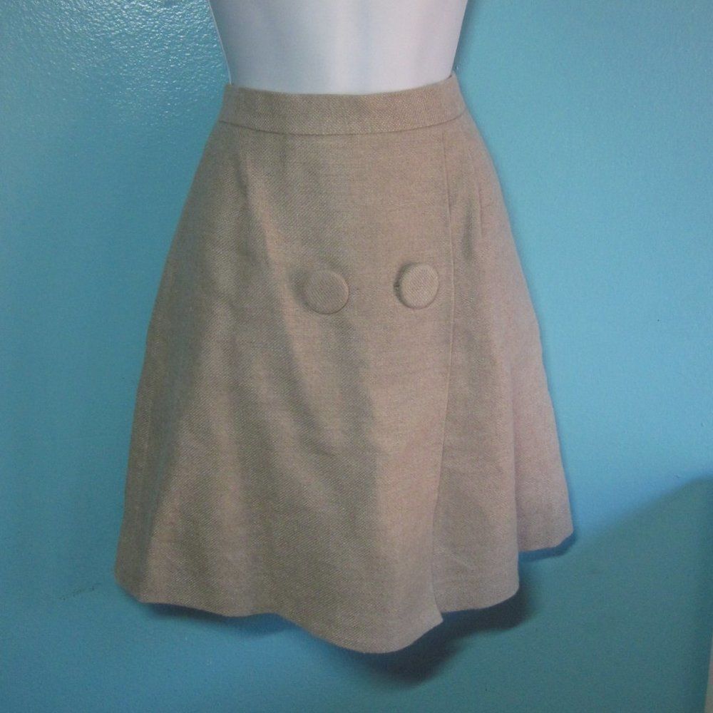 Phillip Lim 3.1 Silk Lined Tan Linen Skirt Size 0 with 28" Waist Rear Zipper